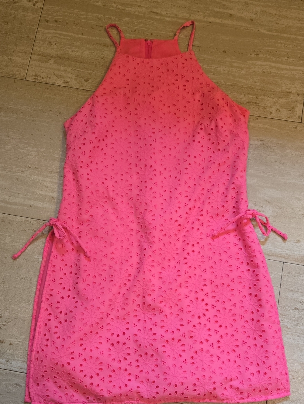 Lilly Pulitzer Pink Eyelet Side Tie Halter Dress/Romper